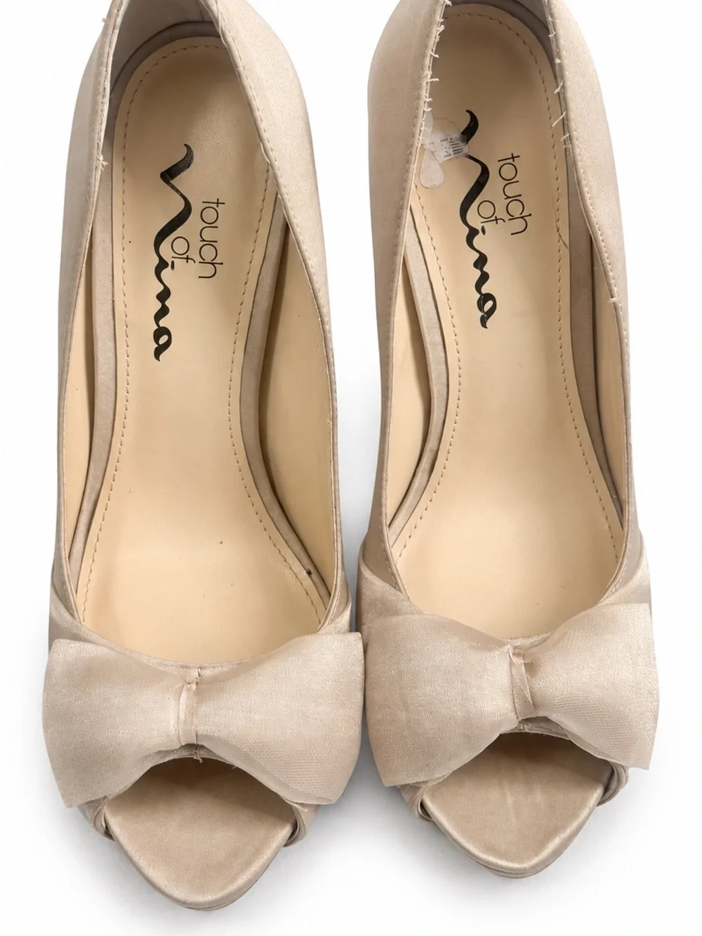 Touch Of Nina Women's Taupe Bow Peep-Toe Flats Us 6M EUR 36